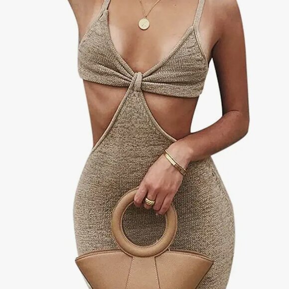 Bodycon Sexy Strappy Triangle Top Maxi Dress - Picture 2 of 15